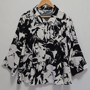 Habitat Abstract Button Swing Top XXL Wearable Art To Wear Artsy Crinkle